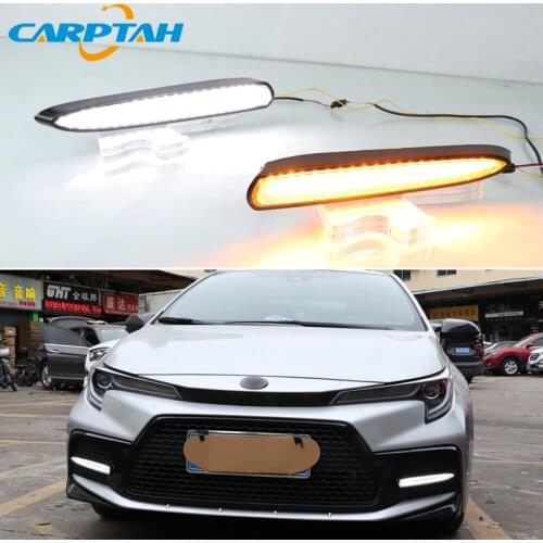 2PCS For Toyota Corolla 2020 2021 SE US Dynamic Yellow Turn Signal Waterproof ABS 12V Car DRL Lamp LED Daytime Running Light