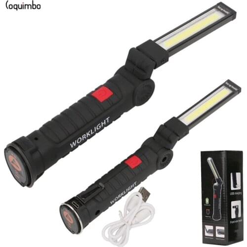 Coquimbo 5 Modes Foldable Working Lamp With Magnet Hook COB LED Flashlight Built In USB Rechargeable Battery Camping Light