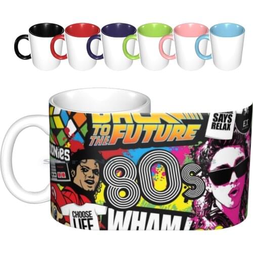 80s Ceramic Mugs Coffee Cups Milk Tea Mug 80s 80 S Vintage 90s Retro 1980s Classic Pink Aesthetic Music Blue Cool Geek Movie