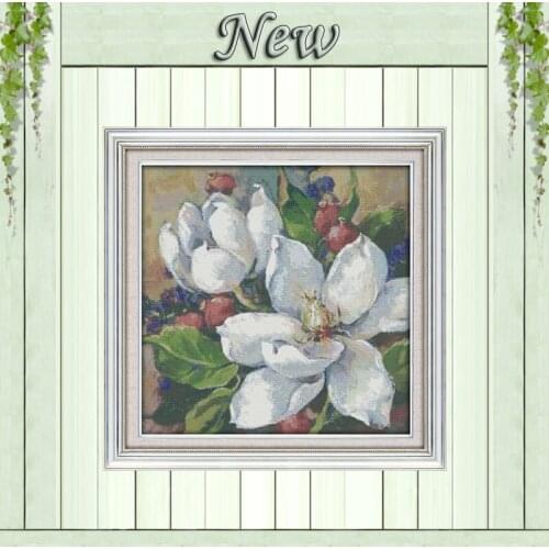 Oil painting magnolia flowers paintings Counted printed on canvas 14CT 11CT Chinese Cross Stitch Needlework kits Embroidery Sets