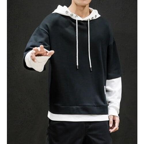 Spring Autumn Mens Pullover Hoodie Casual Jacket Fashion Hit Color Outdoor Loose Top Long Sleeve Mens Clothing Hoodies Clothes