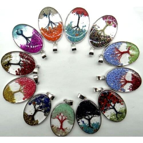 Natural stone Quartz Crystal Turquoises 7 Chakra Reiki Healing Tree pendant for diy Jewelry making necklace Accessories A3