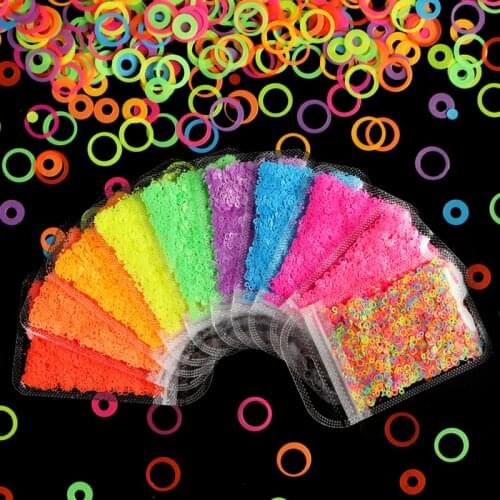Neon Bubble Nail Sequins Colorful Hollow Circle Slice Nail Decorations Mixed Size Flake Accessories For DIY Manicure Design