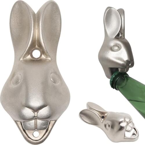 Stainless Rabbit Zinc Alloy Wall Mount Bar Beer Glass Bottle Cap Opener Screws Tool Wall Mount Bar Beer Opener Kitchen Tools