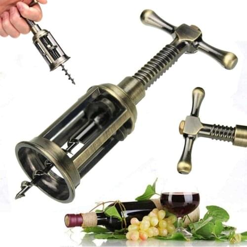 Stainless Steel Professional Carved Bronze Wine Bottle Opener Handheld Corkscrew kitchen tools
