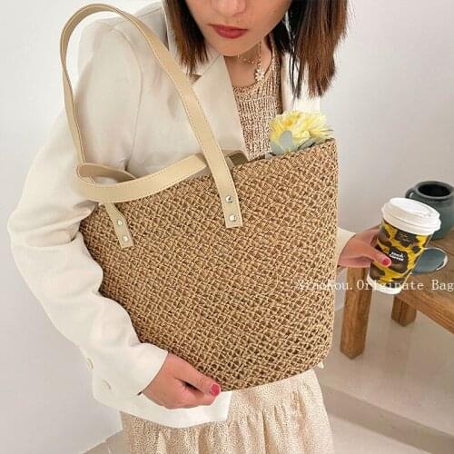 NEW straw women shoulder bags wicker woven ladies handbags handmade summer beach rattan bag female large capacity tote bags