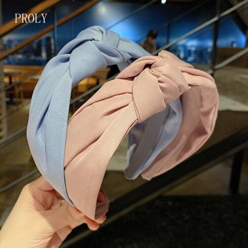PROLY New Classic Hairband For Women Center Knot Casual Headband Solid Color Headwear For Girls Hair Accessories Turban