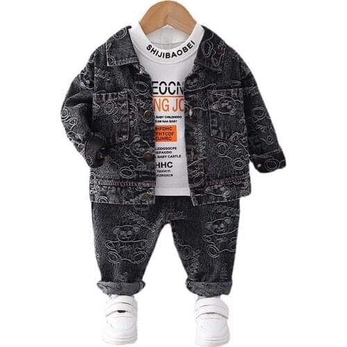 New Autumn Baby Boys Fashion Clothes Children Girl Casual Jacket T-Shirt Pants 3Pcs/Sets Kids Sportswear Toddler Cartoon Costume