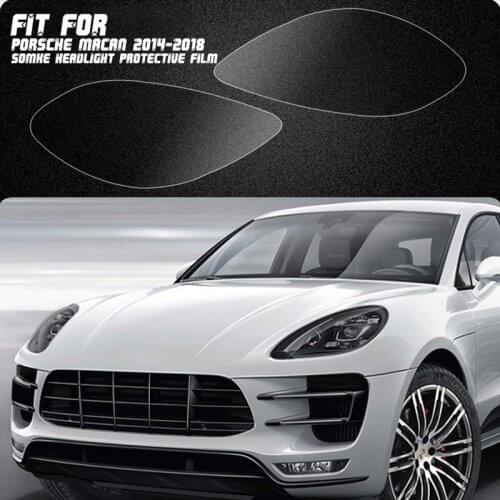 New Car LH+RH Smoke TPU Headlights Protective Precut Film Sticker Cover Trim Fit For Porsche Macan 2014-2018