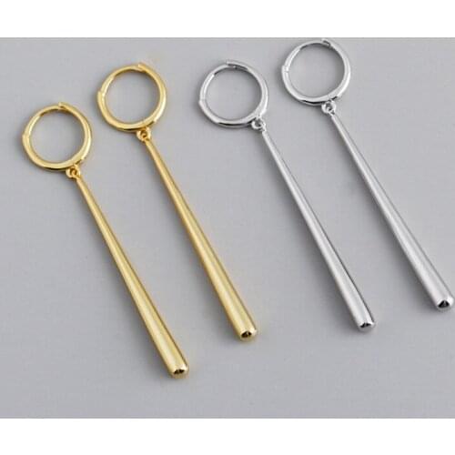 New Fashion Long Pendant Drop Earrings For Women Glossy Tiny Huggie Elegant Female Dangle Earring Piercing Accessories Jewelry