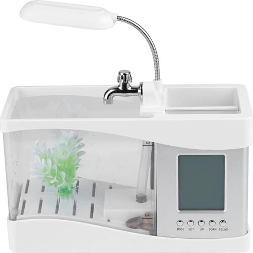 New Fish Tank Multifunctional USB Rechargeable Mini Fish Tank Aquarium Fish Tanks With Clock Function LED Light Dropshipping