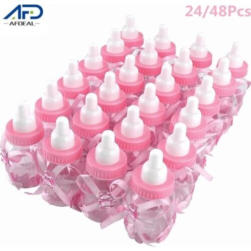 24/48Pcs Girl Boy Baby Shower Decorations Chocolate Candy Bottle Plastic Favor Case Sweet Candy Bottle Party DIY Decorations