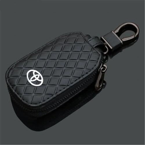 Boyfriend gift pendant High quality leather car keychain bag for Toyota badge metal keyring 4s auto accessories pendant key case