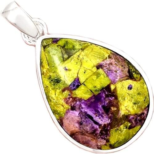 Genuine STICHTITE Pendant 925 Sterling Silver, 41.5 mm, AP6773