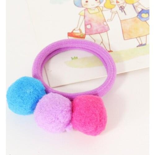 Sale 10 PCS/Set Cute Hairball Pandent Lovely Children Hair Rope Baby Girls Candy Color Elastic Hair Bands Hair Accessories