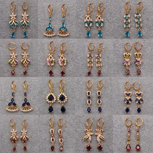 Trendy waterdrop Earrings for Womens earrings Gold Plate Dangle Earring with Zircon Jewelry wedding accessories Valentines