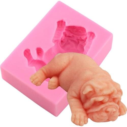3D Shar Pei Silicone Mold Dog Handmade Soap Molds Chocolate Making Mould Fondant Cake Decorating Tools Kitchen Accessories