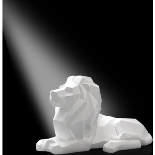 WU CHEN LONG Nordic Geometric Origami Lion King Statue Resin Crafts Animals Lion Art Sculpture Home Decoration Accessories R60