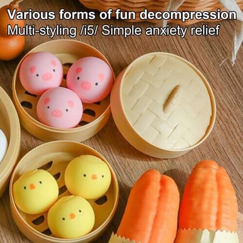 Funny Vivid Steamed Buns Decompression Vent Toy Wear-resistant Bun Squeeze Toy Decorative for Kids