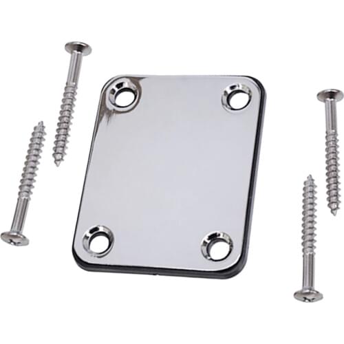 Tooyful Durable 1 Set Guitar Neck Plate with Screws for Electric Guitar/Bass Replacement Parts 64.5x51.2mm