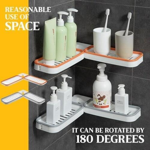 Bathroom Corner Punch-Free Rack Shelf Shower Wall Mount Shampoo Storage Holder With Suction Cup No Drilling Kitchen Storage Bath