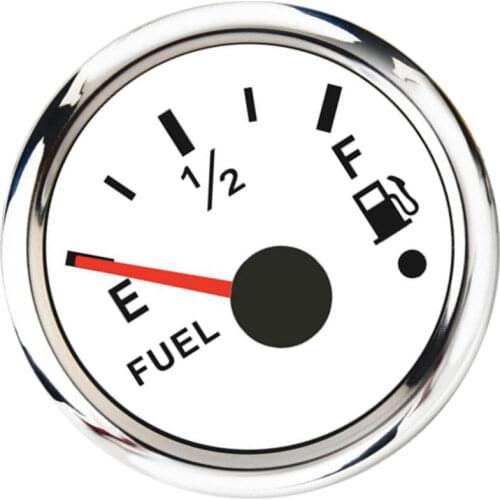 2" 52mm Universal Boat Marine Fuel Level Gauge LED Light Display White