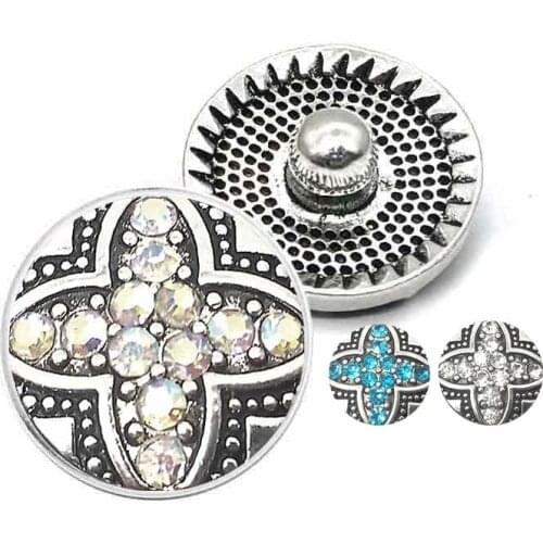 High quality w034 18mm 20mm rhinestone metal button for snap button Bracelet Necklace Jewelry For Women Silver jewelry