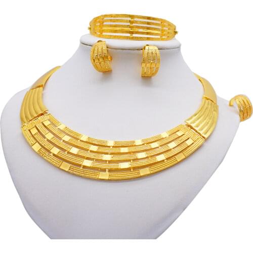 African Ethiopia 24K Gold Color Dubai Jewelry Sets Women Party Wedding Gifts Jewellery Sets boucle doreille femme