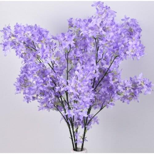 Encrypted Simulation Lilac Flower Artificial Cross Cherry Blossom Home Living Room Wedding Decoration Fake Flowers