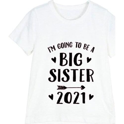 2021 Boys Clothes Kids Boys Girls Announcement Shirts Brothers Sisters I Am Going To Be A Big Sister Girls Tops Summer T-shirt