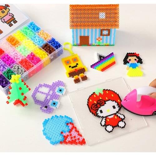 24/72 colors box set hama beads toy 2.6/5mm perler educational Kids 3D puzzles diy toys fuse beads pegboard sheets ironing paper