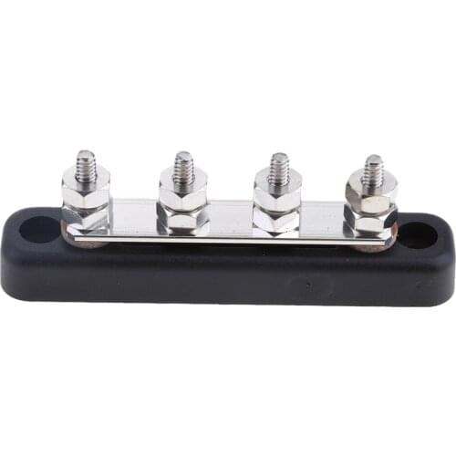 4 Way Power Distribution Bus Bar - 4x6mm Studs - 100A Rated - Auto & Marine