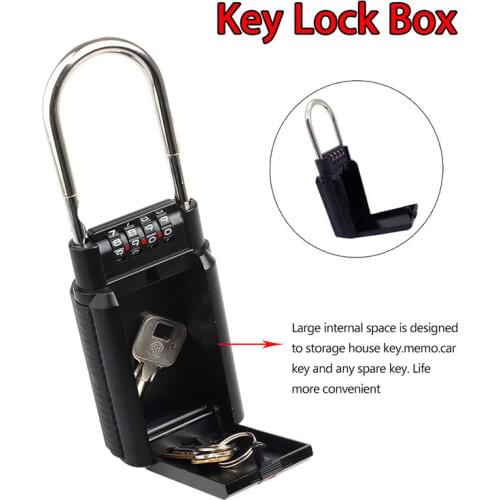 4 Digit Key Safe Vault Lock Box Travel Password Lock for Realtor Outdoor Use Car-door Handle Aluminium Alloy Material Door Locks