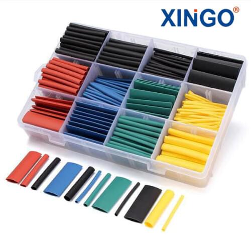 5 Colors 530PCS Polyolefin 2:1 Halogen-Free Heat Shrink Tubing Tube Assortment Sleeving Wrap Tubes