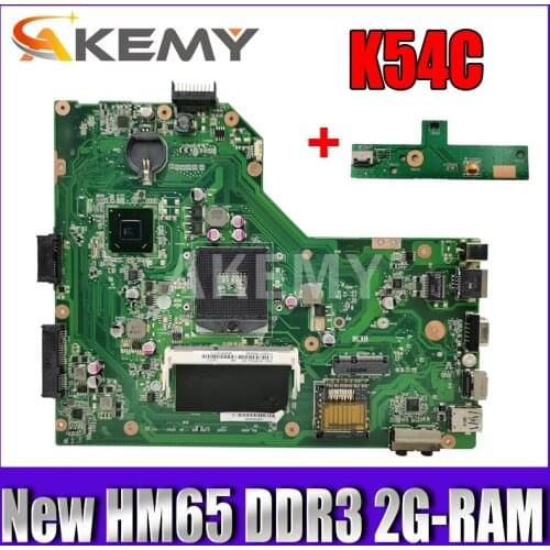 Akemy K54C REV 2.1 Laptop Motherboard With 2G-RAM for Asus K54C X54C K54L Mainboard PGA989 HM65 DDR3