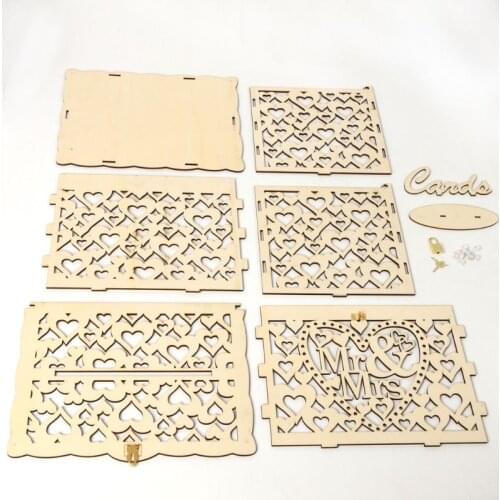 B0KB DIY Wedding Gift Mr & Mrs Wooden Card Money Box Case With Lock Rustic Beautiful Party Favor Decoration Birthday Supplies