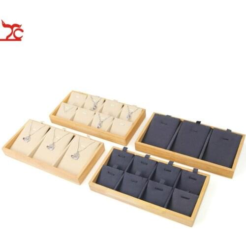 Bamboo Jewelry Pendant Necklaces Display Jewelry Counter Display Storage Rack Pendant Display Organizer Pendant Display Tray