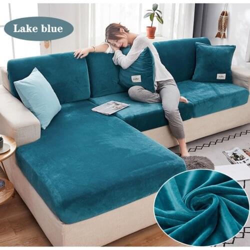 Velvet thick plush sofa cover living room elastic cushion cover corner protection furniture sofa cover L-shaped furniture cover
