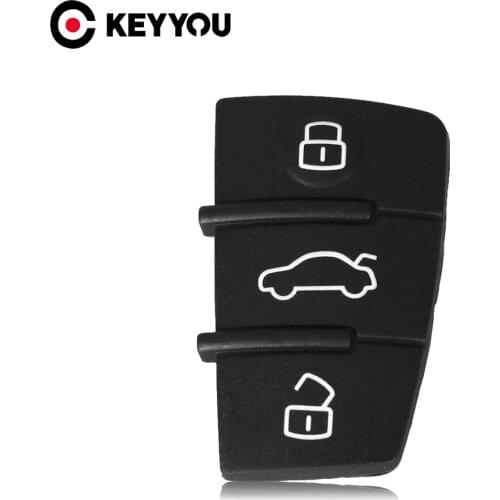 KEYYOU 2pcs Replacement 3 Buttons Rubber Pad Key Shell Fob For Audi A3 A4 A5 A6 A8 Q5 Q7 TT S LINE RS Remote Flip Key Case Cover