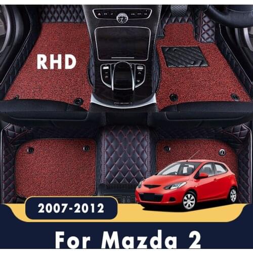 RHD Luxury Double Layer Wire Loop Car Floor Mats Carpets For Mazda 2 2012 2011 2010 2009 2008 2007 Auto Accessories Covers
