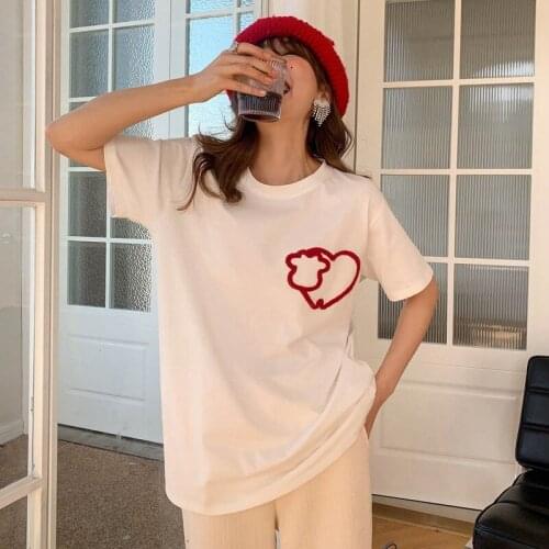 Short sleeve T-shirt summer wear spring summer versatile loose medium length T-shirt womens Short Sleeve Top