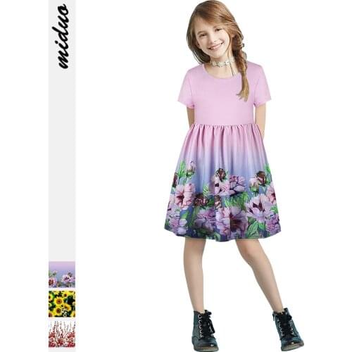 Cotton Short Sleeve Girls Formal Dress Kids Party A-line Clothing Princess Little Girls Flower Hot Sale Summer Dresses for Girls