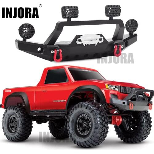 INJORA TRX-4 Metal Front Bumper with Led Light for 1/10 RC Crawler Traxxas TRX4 Sport 82024-4 Parts
