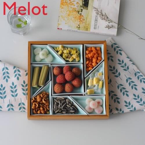 Ceramic Grid Dried Fruit Plate Modern Living Snack Fruit Snack Box Platter Snack Platters and Trays Fruit Plate Vegetable Bowl