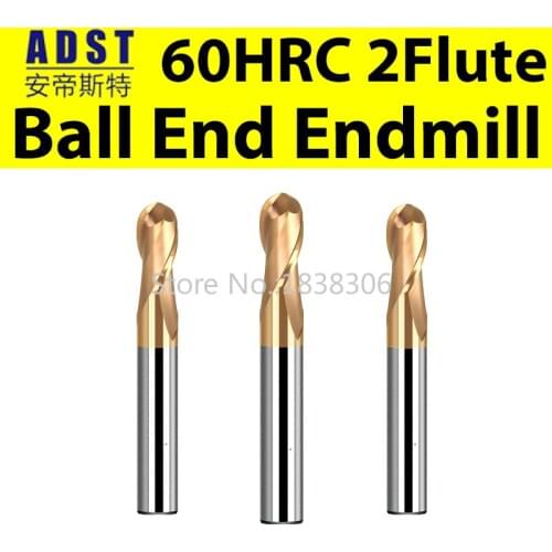 End mill Endmill Milling Cutter Tools 60HRC 2 flute ball end Tungsten Cobalt Alloy for metalworking 1/8 bits cnc bits router