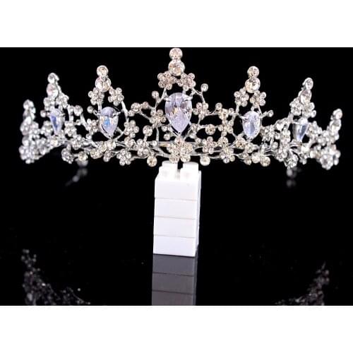 Zircons crystal crown for brides princess royal tiara bridal wedding hair accessories