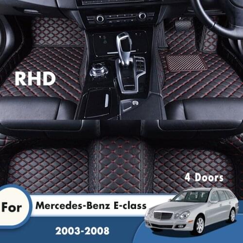 RHD Leather Carpets For Mercedes-Benz E-class W211 4 Doors 2008 2007 2006 2005 2004 2003 Car Floor Mats Car Accessories Interior