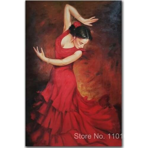 Beautiful oil painting of women Flamenco Spanish Dancer Female artwork on canvas Hand painted wall decor
