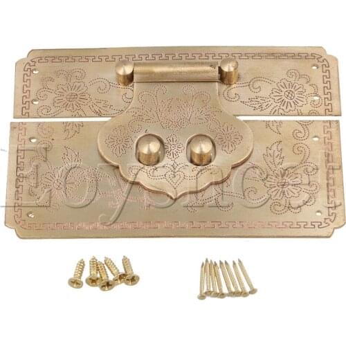 122x82MM Brass Carved Flowers Latch Lock Catch for Jewelry Box Wine Box