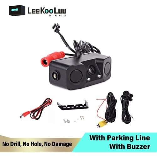 LeeKooLuu Car Rear View Camera Car Reverse Parking Sensor with 2 Radar Detector BiBi Alarm Waterproof Car Backup Rear Camera